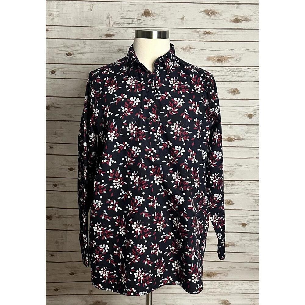 Lands' End classic casual cotton multicolored floral popover shirt Size 18T